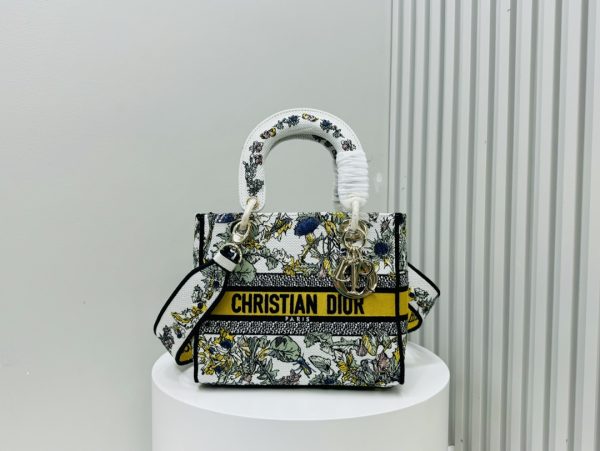 Medium Lady D-Lite Bag- yellow multicolor